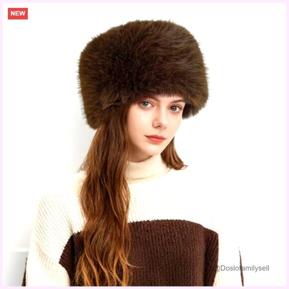 Faux Fur Bucket Hat with Ear Warmers, Winter Plush Russian Style main image 7